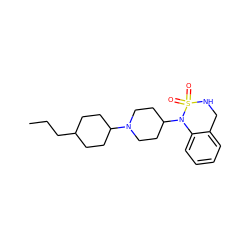 CCCC1CCC(N2CCC(N3c4ccccc4CNS3(=O)=O)CC2)CC1 ZINC000028388112