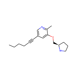 CCCCC#Cc1cnc(C)c(OC[C@H]2CCCN2)c1 ZINC000095581818