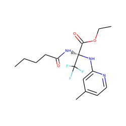 CCCCC(=O)N[C@@](Nc1cc(C)ccn1)(C(=O)OCC)C(F)(F)F ZINC000019831442