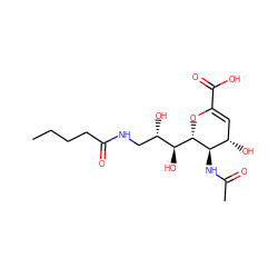 CCCCC(=O)NC[C@H](O)[C@H](O)[C@@H]1OC(C(=O)O)=C[C@H](O)[C@H]1NC(C)=O ZINC000029038167