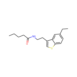 CCCCC(=O)NCCc1csc2ccc(CC)cc12 ZINC000013781799