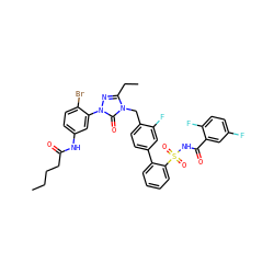 CCCCC(=O)Nc1ccc(Br)c(-n2nc(CC)n(Cc3ccc(-c4ccccc4S(=O)(=O)NC(=O)c4cc(F)ccc4F)cc3F)c2=O)c1 ZINC000095542249