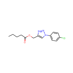 CCCCC(=O)OCc1cn(-c2ccc(Cl)cc2)nn1 ZINC000003052602