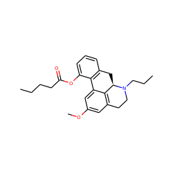 CCCCC(=O)Oc1cccc2c1-c1cc(OC)cc3c1[C@@H](C2)N(CCC)CC3 ZINC000040395367