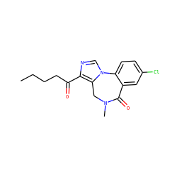 CCCCC(=O)c1ncn2c1CN(C)C(=O)c1cc(Cl)ccc1-2 ZINC000013741317