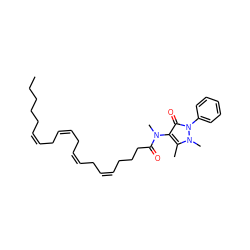 CCCCC/C=C\C/C=C\C/C=C\C/C=C\CCCC(=O)N(C)c1c(C)n(C)n(-c2ccccc2)c1=O ZINC000073197045