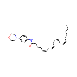 CCCCC/C=C\C/C=C\C/C=C\C/C=C\CCCC(=O)Nc1ccc(N2CCOCC2)cc1 ZINC000028565256