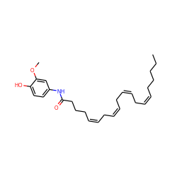 CCCCC/C=C\C/C=C\C/C=C\C/C=C\CCCC(=O)Nc1ccc(O)c(OC)c1 ZINC000040409212