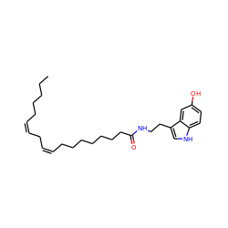 CCCCC/C=C\C/C=C\CCCCCCCC(=O)NCCc1c[nH]c2ccc(O)cc12 ZINC000014979692