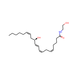 CCCCC/C=C\C[C@@H](O)/C=C/C=C\C/C=C\CCCC(=O)NCCO ZINC000027202222