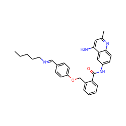 CCCCC/N=C/c1ccc(OCc2ccccc2C(=O)Nc2ccc3nc(C)cc(N)c3c2)cc1 ZINC000071319273