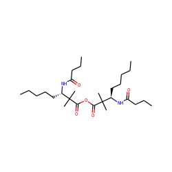 CCCCC[C@H](NC(=O)CCC)C(C)(C)C(=O)OC(=O)C(C)(C)[C@@H](CCCCC)NC(=O)CCC ZINC000036330295