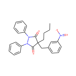 CCCCC1(Cc2cccc([N+](=O)[O-])c2)C(=O)N(c2ccccc2)N(c2ccccc2)C1=O ZINC000002194449