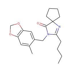 CCCCC1=NC2(CCCC2)C(=O)N1Cc1cc2c(cc1C)OCO2 ZINC000028867660