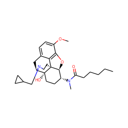 CCCCCC(=O)N(C)[C@@H]1CC[C@@]2(O)[C@H]3Cc4ccc(OC)c5c4[C@@]2(CCN3CC2CC2)[C@H]1O5 ZINC000040861485