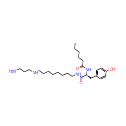 CCCCCC(=O)N[C@@H](Cc1ccc(O)cc1)C(=O)NCCCCCCCCNCCCN ZINC000003992344