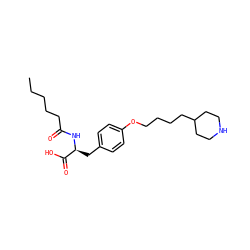 CCCCCC(=O)N[C@@H](Cc1ccc(OCCCCC2CCNCC2)cc1)C(=O)O ZINC000013731024