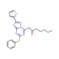 CCCCCC(=O)Nc1nc(Oc2ccccc2)nc2nc(-c3ccco3)nn12 ZINC000049112526