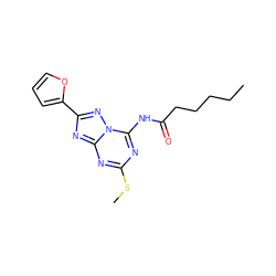 CCCCCC(=O)Nc1nc(SC)nc2nc(-c3ccco3)nn12 ZINC000049113292