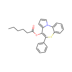 CCCCCC(=O)OC1=C(c2ccccc2)Sc2ccccc2-n2cccc21 ZINC000013739855