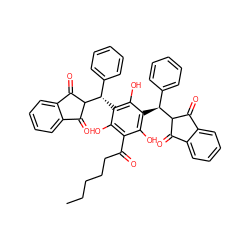 CCCCCC(=O)c1c(O)c([C@@H](c2ccccc2)C2C(=O)c3ccccc3C2=O)c(O)c([C@@H](c2ccccc2)C2C(=O)c3ccccc3C2=O)c1O ZINC000208154814