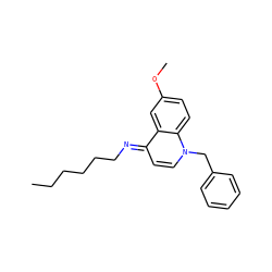 CCCCCC/N=c1\ccn(Cc2ccccc2)c2ccc(OC)cc12 ZINC000013741411