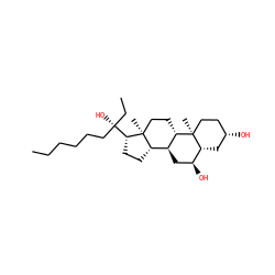CCCCCC[C@@](O)(CC)[C@H]1CC[C@H]2[C@@H]3C[C@H](O)[C@H]4C[C@@H](O)CC[C@]4(C)[C@H]3CC[C@@]21C ZINC000084731198