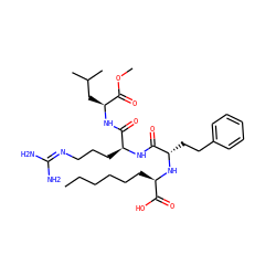 CCCCCC[C@@H](N[C@@H](CCc1ccccc1)C(=O)N[C@@H](CCCN=C(N)N)C(=O)N[C@@H](CC(C)C)C(=O)OC)C(=O)O ZINC000026578762