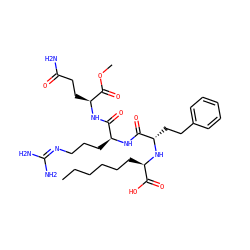 CCCCCC[C@@H](N[C@@H](CCc1ccccc1)C(=O)N[C@@H](CCCN=C(N)N)C(=O)N[C@@H](CCC(N)=O)C(=O)OC)C(=O)O ZINC000026578837
