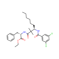 CCCCCC[C@@H](NC(=O)c1cc(Cl)cc(Cl)c1)C(C)(C)C(=O)N[C@@H](Cc1ccccc1)C(=O)OCC ZINC000026952494