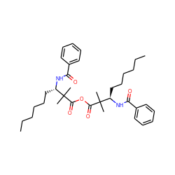 CCCCCC[C@H](NC(=O)c1ccccc1)C(C)(C)C(=O)OC(=O)C(C)(C)[C@@H](CCCCCC)NC(=O)c1ccccc1 ZINC000036176460