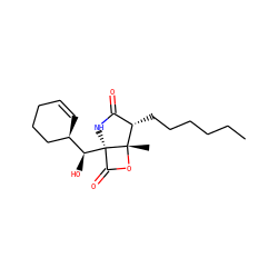 CCCCCC[C@H]1C(=O)N[C@@]2([C@@H](O)[C@@H]3C=CCCC3)C(=O)O[C@@]12C ZINC000003986279