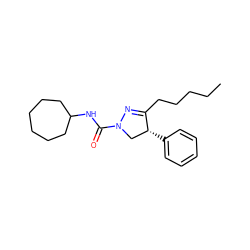 CCCCCC1=NN(C(=O)NC2CCCCCC2)C[C@H]1c1ccccc1 ZINC000058592761