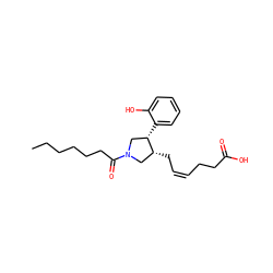 CCCCCCC(=O)N1C[C@@H](C/C=C\CCC(=O)O)[C@@H](c2ccccc2O)C1 ZINC000027109019