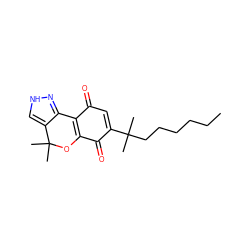 CCCCCCC(C)(C)C1=CC(=O)C2=C(OC(C)(C)c3c[nH]nc32)C1=O ZINC000103290096