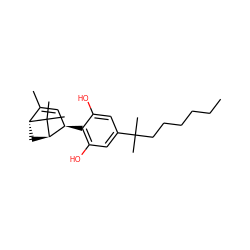 CCCCCCC(C)(C)c1cc(O)c([C@@H]2C=C(C)[C@H]3C[C@H]2C3(C)C)c(O)c1 ZINC000101261460