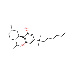 CCCCCCC(C)(C)c1cc(O)c([C@@H]2C[C@@H](C)CC[C@H]2C(C)C)c(O)c1 ZINC000013681083