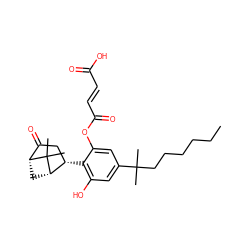 CCCCCCC(C)(C)c1cc(O)c([C@H]2CC(=O)[C@H]3C[C@@H]2C3(C)C)c(OC(=O)/C=C/C(=O)O)c1 ZINC000034377258