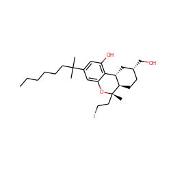 CCCCCCC(C)(C)c1cc(O)c2c(c1)O[C@@](C)(CCI)[C@@H]1CC[C@@H](CO)C[C@@H]21 ZINC000013781101