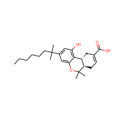 CCCCCCC(C)(C)c1cc(O)c2c(c1)OC(C)(C)[C@@H]1CC=C(C(=O)O)C[C@@H]21 ZINC000001905712