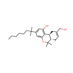 CCCCCCC(C)(C)c1cc(O)c2c(c1)OC(C)(C)[C@H]1CC=C(CO)C[C@H]21 ZINC000003799010