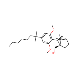 CCCCCCC(C)(C)c1cc(OC)c(C2=C[C@@H]3CC[C@@]2(CO)C3(C)C)c(OC)c1 ZINC000072315132