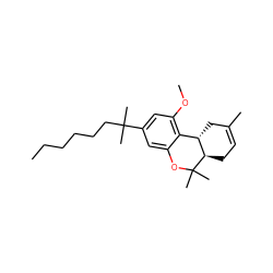 CCCCCCC(C)(C)c1cc(OC)c2c(c1)OC(C)(C)[C@@H]1CC=C(C)C[C@@H]21 ZINC000013675378