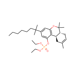 CCCCCCC(C)(C)c1cc2c(c(OP(=O)(OCC)OCC)c1)[C@@H]1CC(C)=CC[C@H]1C(C)(C)O2 ZINC000029555318