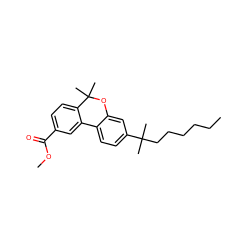 CCCCCCC(C)(C)c1ccc2c(c1)OC(C)(C)c1ccc(C(=O)OC)cc1-2 ZINC000013813996