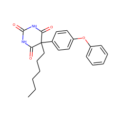 CCCCCCC1(c2ccc(Oc3ccccc3)cc2)C(=O)NC(=O)NC1=O ZINC000003993364