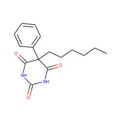 CCCCCCC1(c2ccccc2)C(=O)NC(=O)NC1=O ZINC000001997036