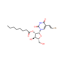 CCCCCCCC(=O)O[C@H]1[C@H](O)[C@@H](CO)O[C@H]1n1cc(/C=C/Br)c(=O)[nH]c1=O ZINC000036144088