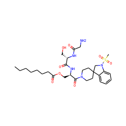 CCCCCCCC(=O)OC[C@@H](NC(=O)[C@H](CO)NC(=O)CN)C(=O)N1CCC2(CC1)CN(S(C)(=O)=O)c1ccccc12 ZINC000036349066