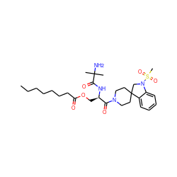 CCCCCCCC(=O)OC[C@@H](NC(=O)C(C)(C)N)C(=O)N1CCC2(CC1)CN(S(C)(=O)=O)c1ccccc12 ZINC000036349072